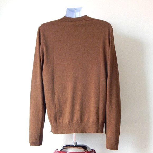 NWT DIESEL K-FREEX-NEWPRINT KNITWEAR Cotton Sweater Logo Patch COFFEE Men MEDIUM - Picture 6 of 6